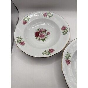 Set of 2 Formalities by Baum Bros Maria Rose pattern soup salad bowls 8 1/2"